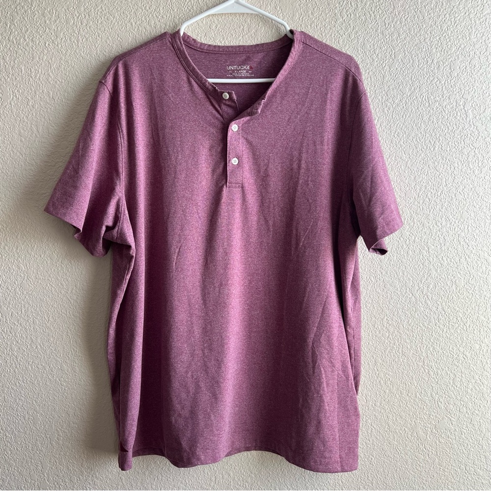 UNTUCKit Kanzler Henley Shirt Men’s XL Red Heather Short Sleeve Stretch